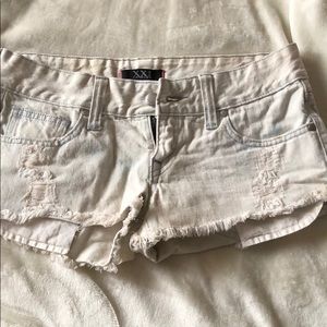 Acid wash jean shorts